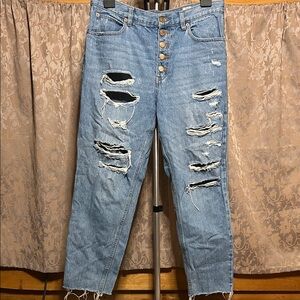 We the Free High-Rise Distressed Button-Fly Jeans